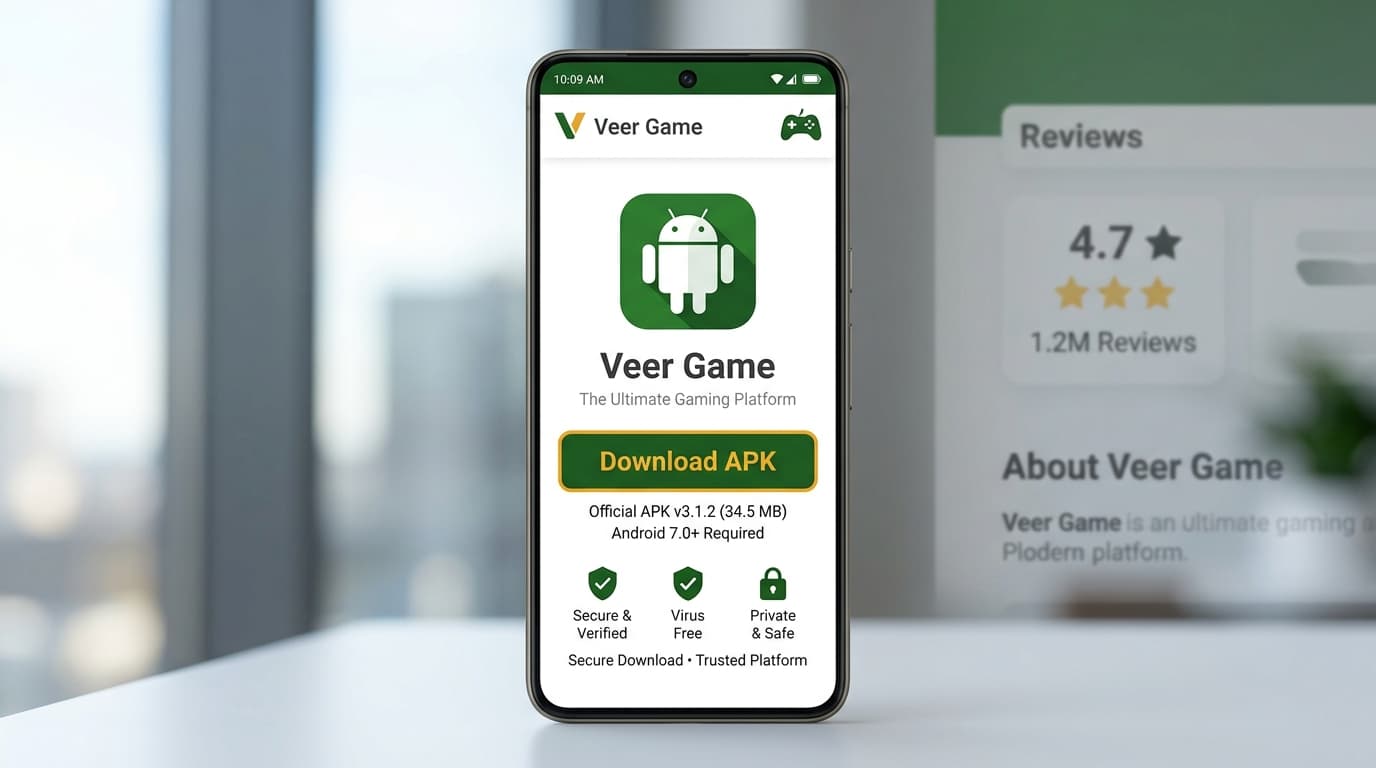 Veer Game Android APK download page mockup on mobile phone